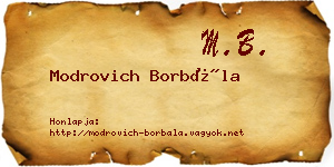 Modrovich Borbála névjegykártya